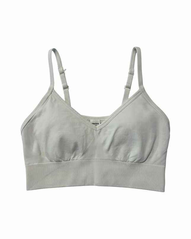Lululemon White Seamless Ribbed Sports Bra
