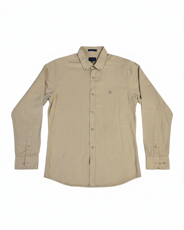 Gant Men's Beige Slim Fit Long Sleeve Button-Down Shirt