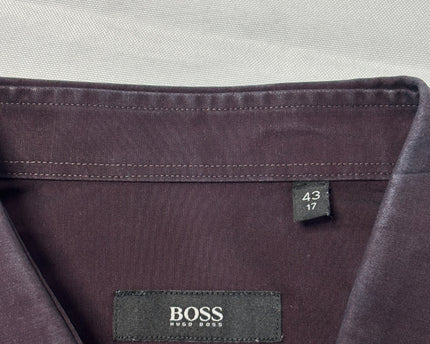 BOSS Dark Purple Slim Fit Cotton Shirt