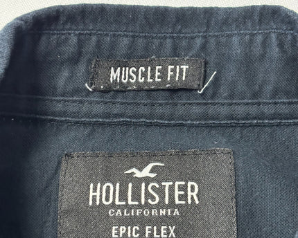 Hollister Navy Blue Muscle Fit Epic Flex Stretch Shirt