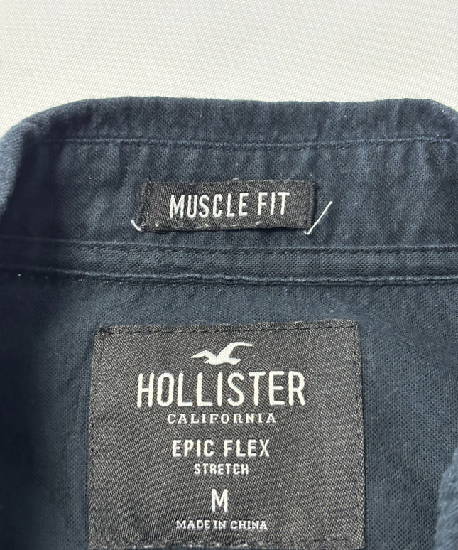 Hollister Navy Blue Muscle Fit Epic Flex Stretch Shirt