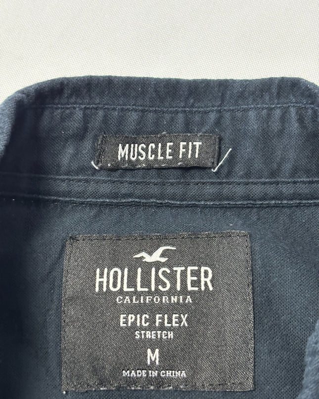 Hollister Navy Blue Muscle Fit Epic Flex Stretch Shirt