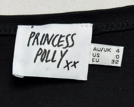 Princess Polly Black Tie-Front Ruffle Sleeve Crop Top