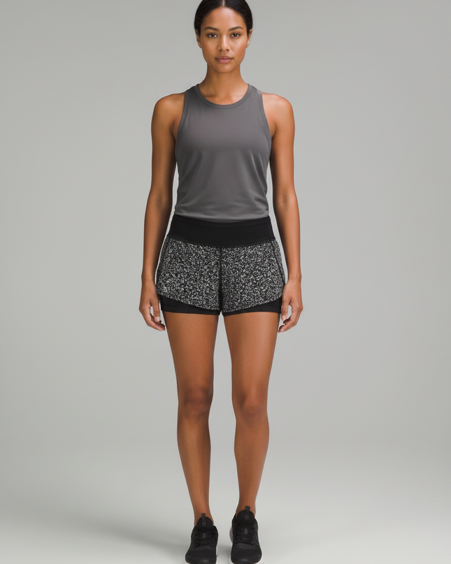 Lululemon Black/White Patterned Performance Running Shorts