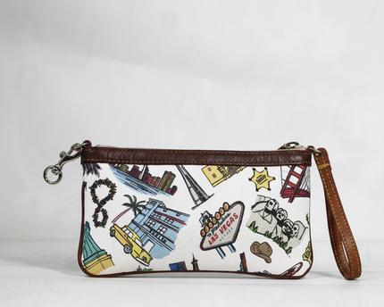 Dooney & Bourke White Travel Sketch Print Wristlet