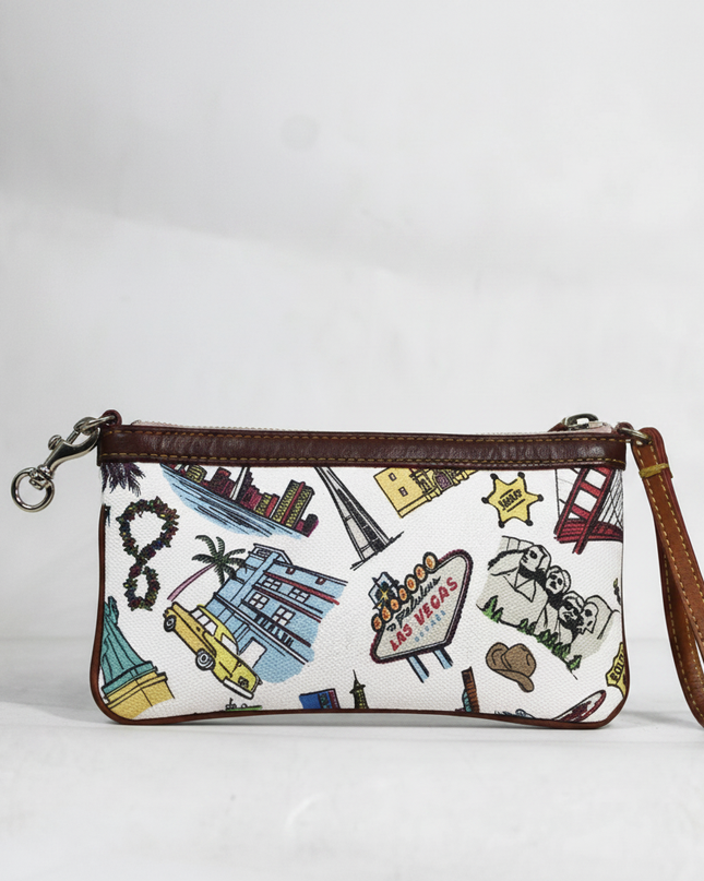Dooney & Bourke White Travel Sketch Print Wristlet