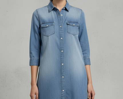 H&M Blue Denim Button-Down Shirt Dress