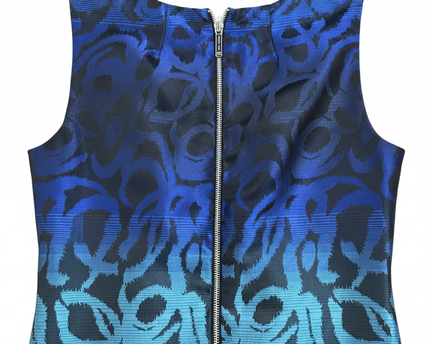 Michael Kors Blue Abstract Ombre Brocade Shift Dress