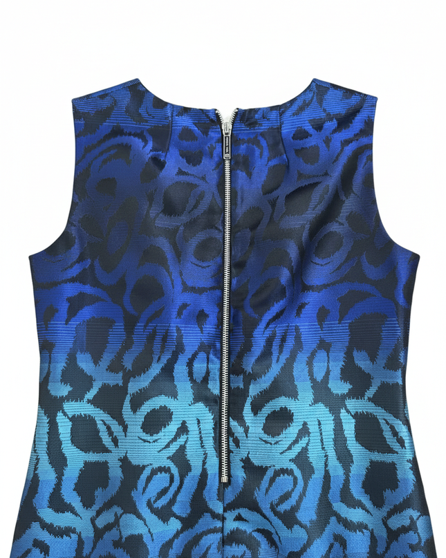 Michael Kors Blue Abstract Ombre Brocade Shift Dress