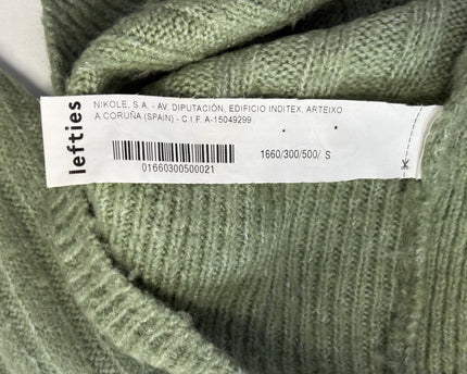 Lefties Green Ribbed Knit V-Neck Cardigan