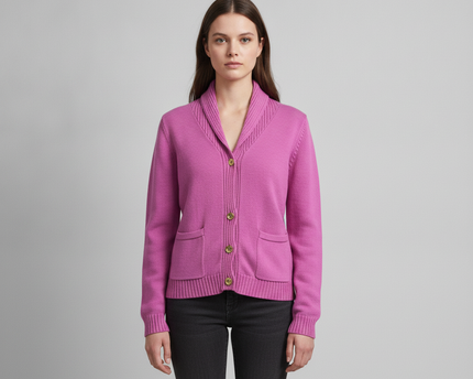 Lauren Ralph Lauren Pink Shawl Collar Cotton Cardigan