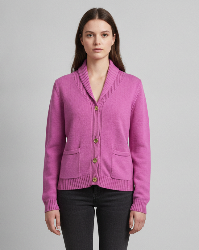 Lauren Ralph Lauren Pink Shawl Collar Cotton Cardigan