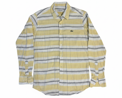 Lacoste Yellow Striped Slim Fit Long Sleeve Shirt