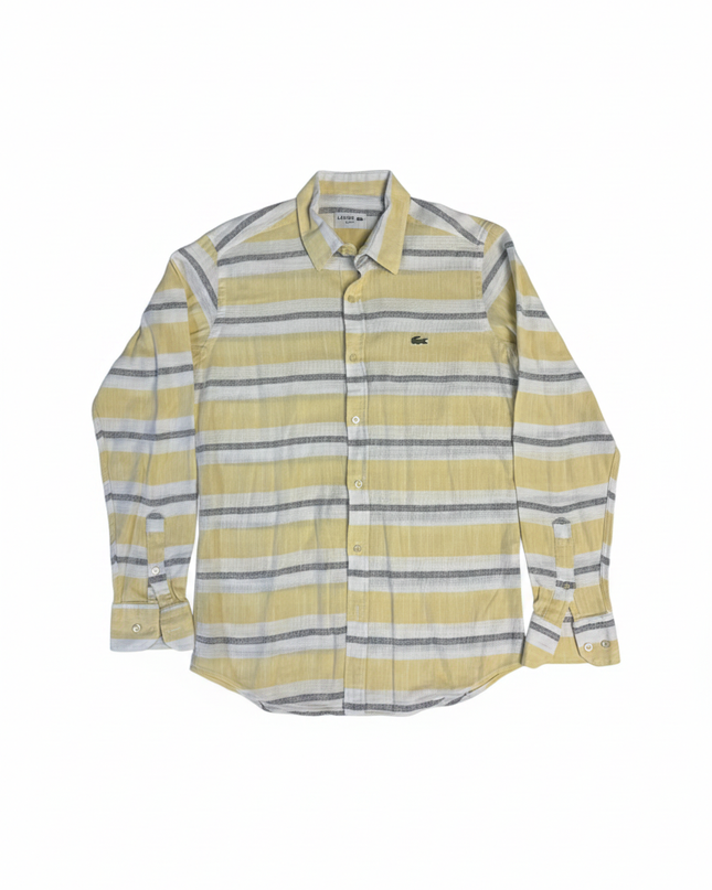 Lacoste Yellow Striped Slim Fit Long Sleeve Shirt