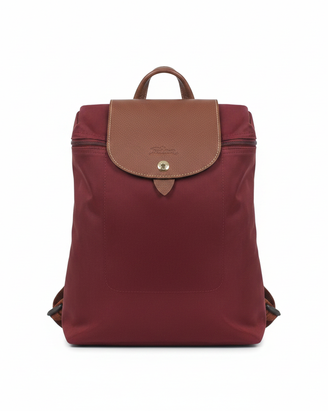 Longchamp Maroon Le Pliage Nylon Backpack