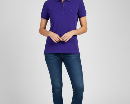 Tommy Hilfiger Women's Purple Classic Short Sleeve Polo Shirt