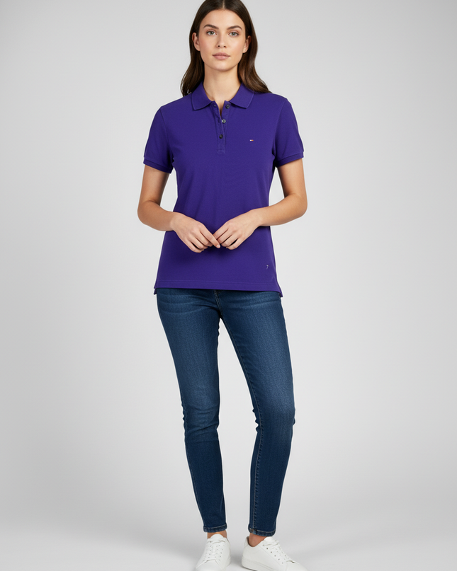 Tommy Hilfiger Women's Purple Classic Short Sleeve Polo Shirt