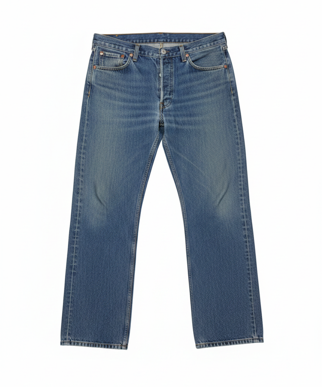 Levi's Blue 501 Original Straight Leg Button Fly Jeans