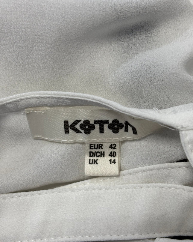 KOTON White Floral Lace Tie-Back Blouse