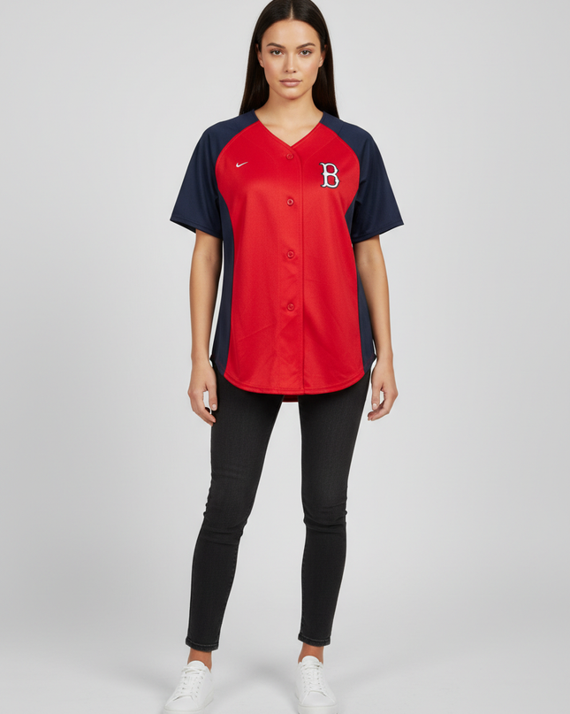 Nike Red/Navy Boston Red Sox Button-Up Baseball Jersey