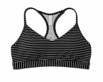 Lululemon Layer Black and White Striped Sports Bra