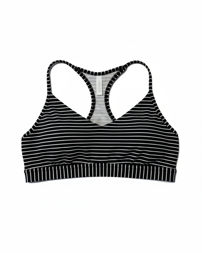 Lululemon Layer Black and White Striped Sports Bra