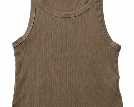 Oysho Brown Ribbed Racerback Tank Top