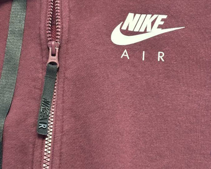 Nike Burgundy Air Cropped Full-Zip Hoodie