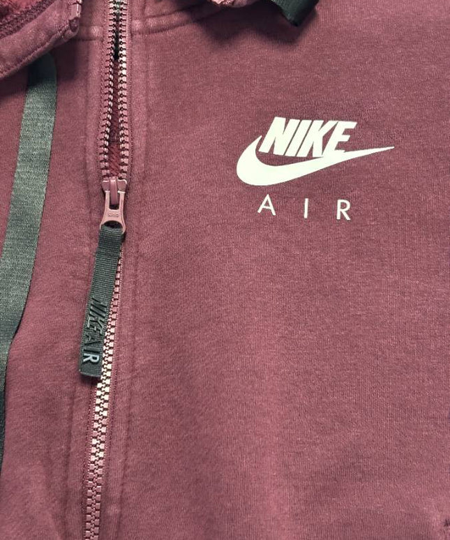 Nike Burgundy Air Cropped Full-Zip Hoodie