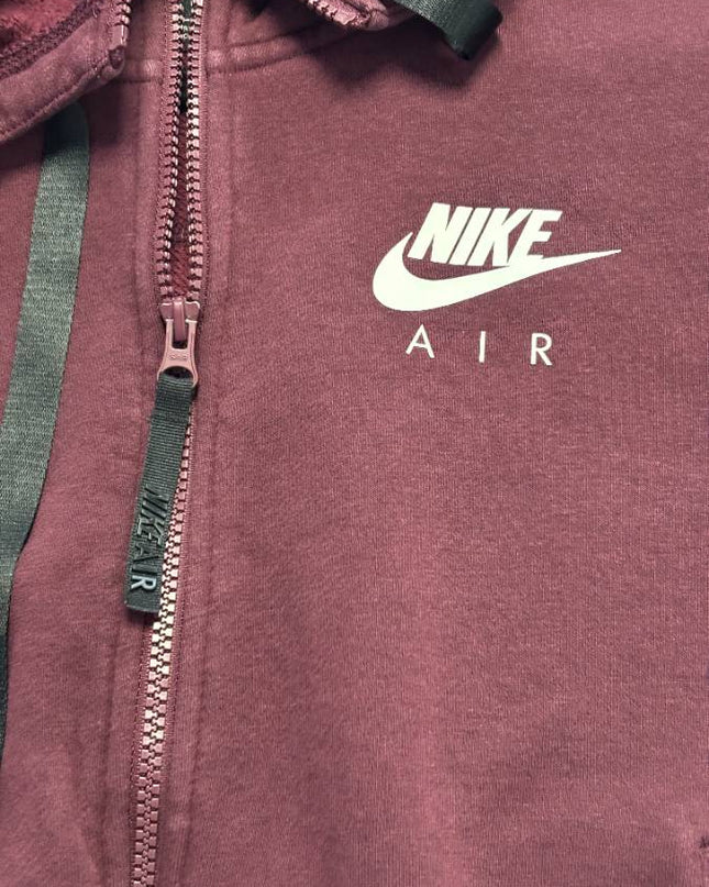 Nike Burgundy Air Cropped Full-Zip Hoodie