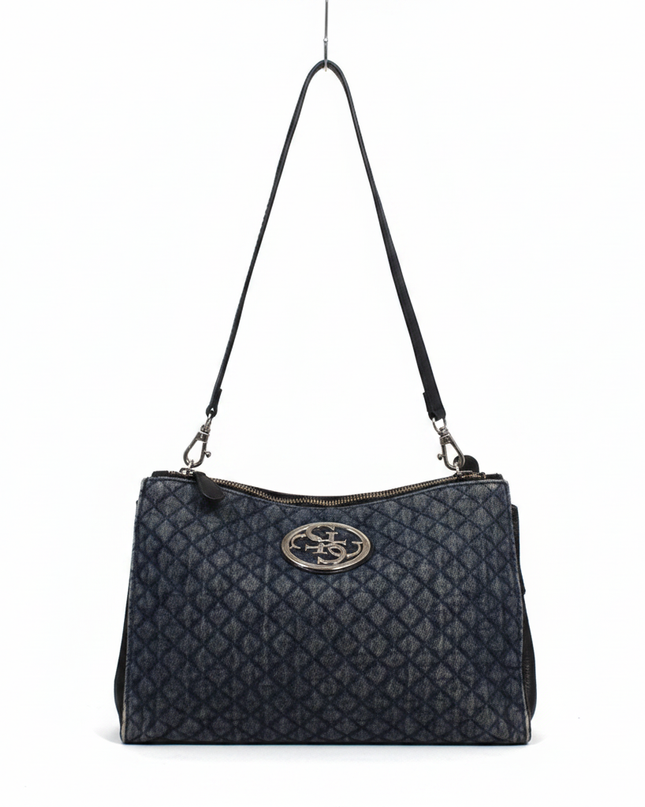 Guess Blue Quilted Denim Shoulder Bag