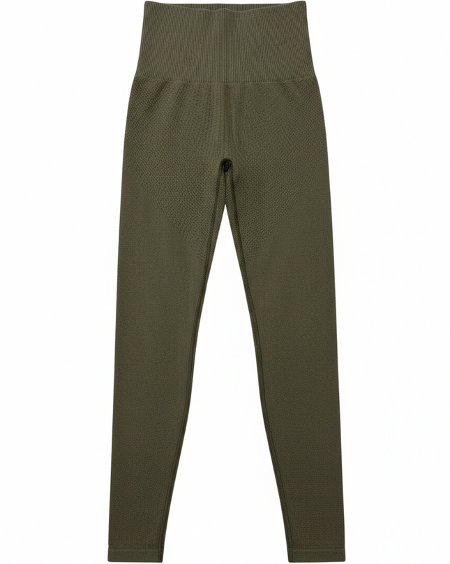 Gymshark Seamless High-Waisted Ribbed Olive Green Leggings