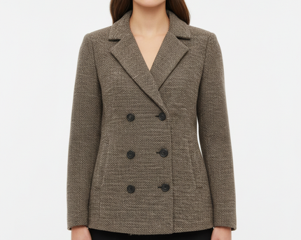 Forever 21 Brown Textured Double-Breasted Winter Coat
