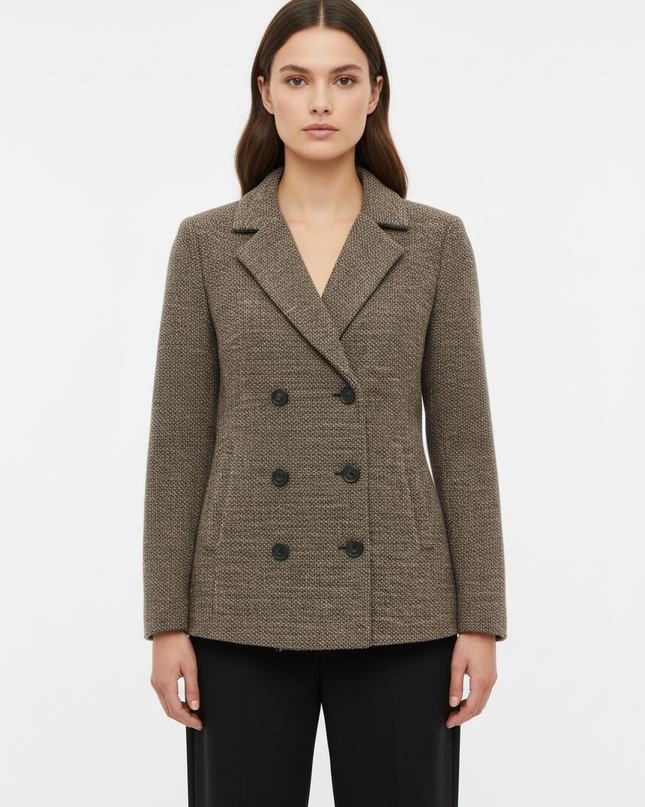 Forever 21 Brown Textured Double-Breasted Winter Coat