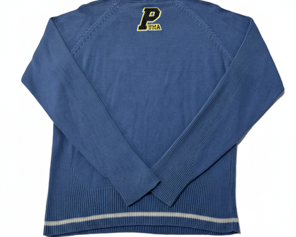 Puma Blue Varsity Style Knit Crew Neck Sweater