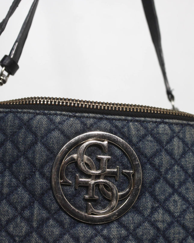 Guess Blue Quilted Denim Shoulder Bag