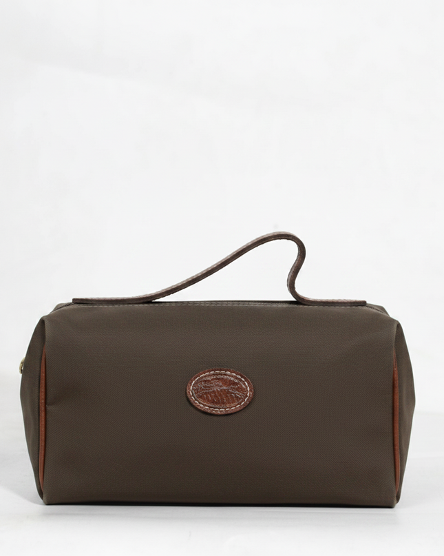 Longchamp Brown Le Pliage Toiletry Case Pouch