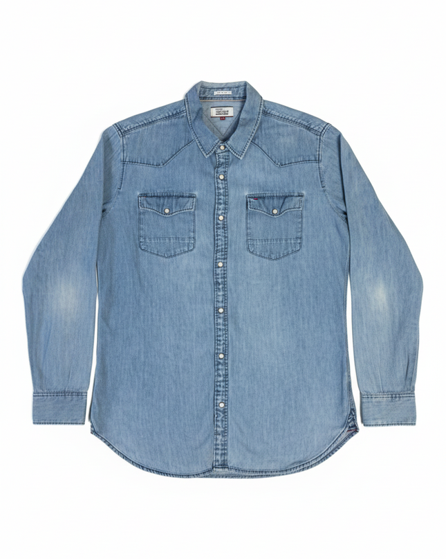 Tommy Hilfiger Denim Blue Western Style Long Sleeve Shirt