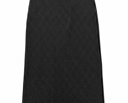 H&M Black Metallic Striped Ribbed Midi Skirt