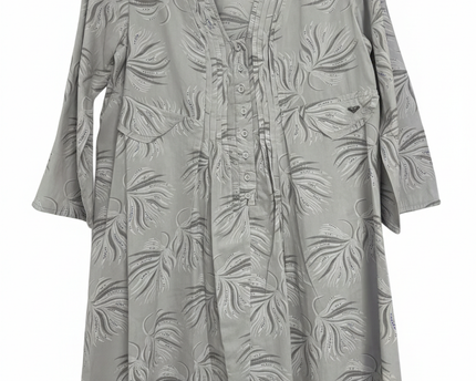 Roxy Grey Floral Print Button-Front Casual Mini Dress