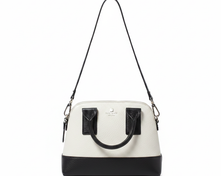 Kate Spade White/Black Pebbled Leather Satchel Bag