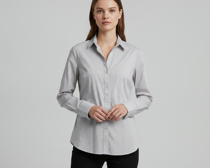 Calvin Klein Grey Herringbone Long Sleeve Button-Down Shirt