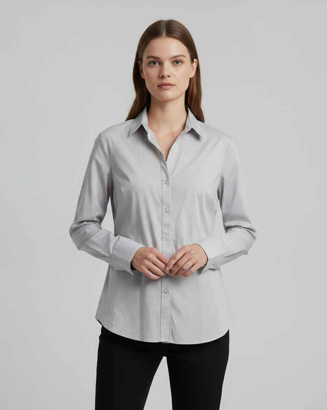 Calvin Klein Grey Herringbone Long Sleeve Button-Down Shirt