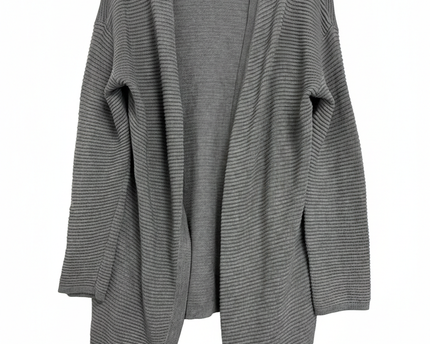 H&M Grey Ribbed Open-Front Longline Cardigan