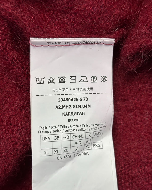 MaxMara Leisure Maroon Mohair and Alpaca Blend Belted Cardigan