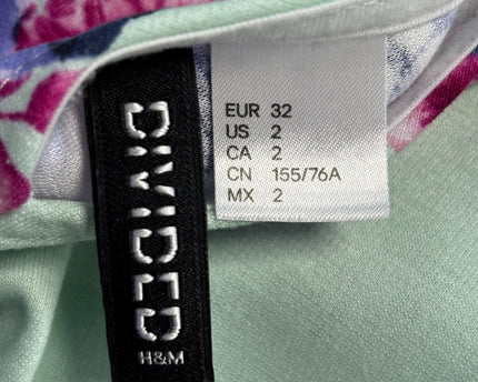 H&M Divided Mint Green Floral Sleeveless Skater Dress