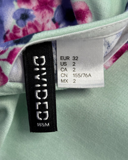 H&M Divided Mint Green Floral Sleeveless Skater Dress