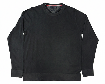 Tommy Hilfiger Black Cotton Silk Crewneck Sweater