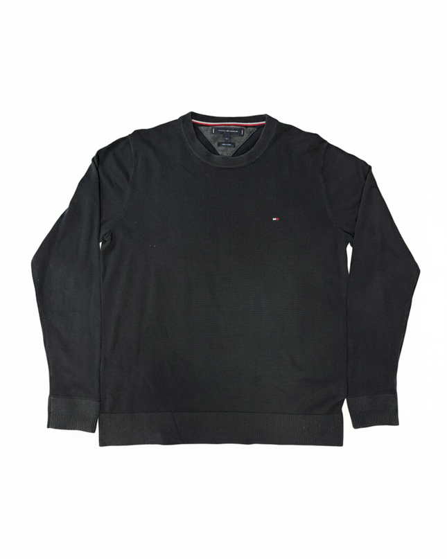 Tommy Hilfiger Black Cotton Silk Crewneck Sweater