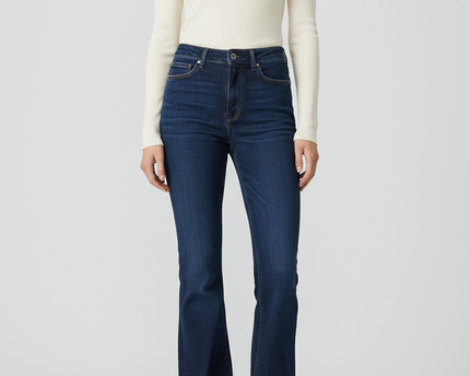 Zara Dark Blue Flare Leg High-Rise Jeans